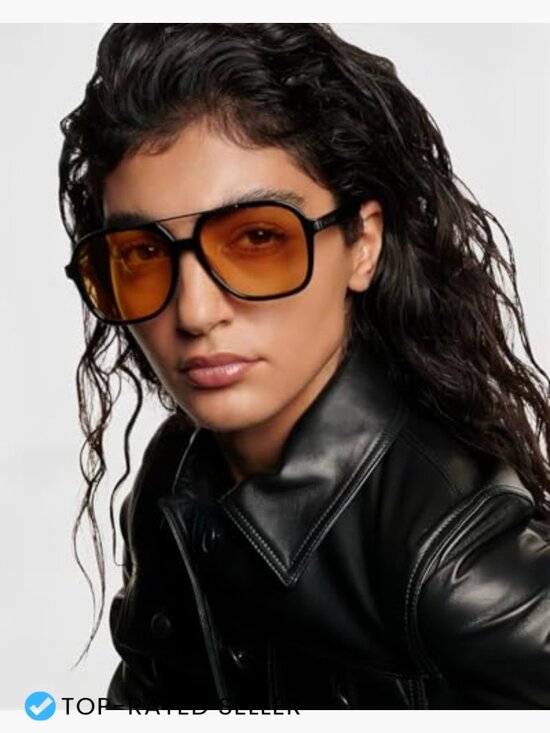 Retro Square Aviator Sunglasses Lightweight Plastic Frame UV400 Protection Top main image 5